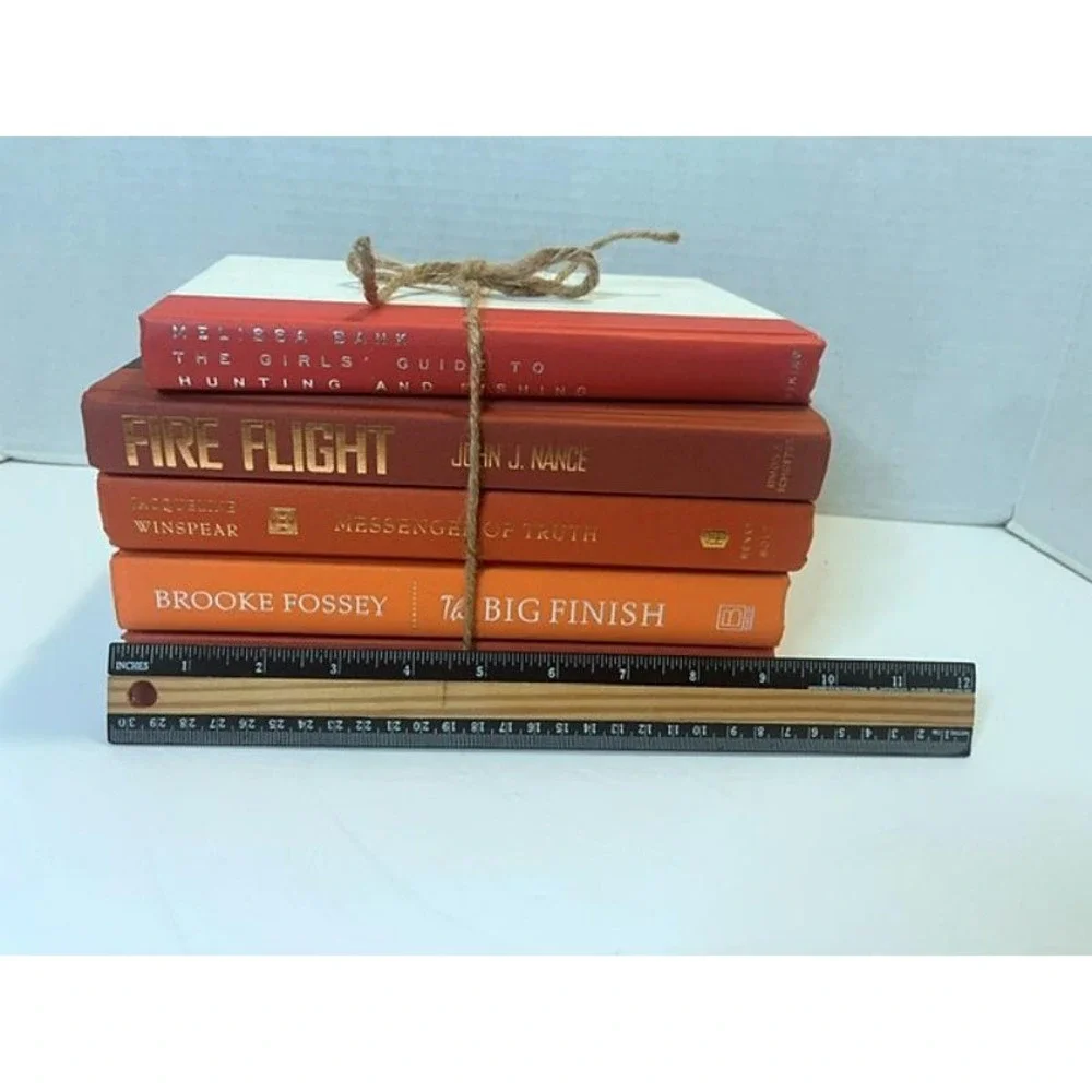 Orange Hardcover Books - Set of 5 - Decorating, Home Decor, Staging